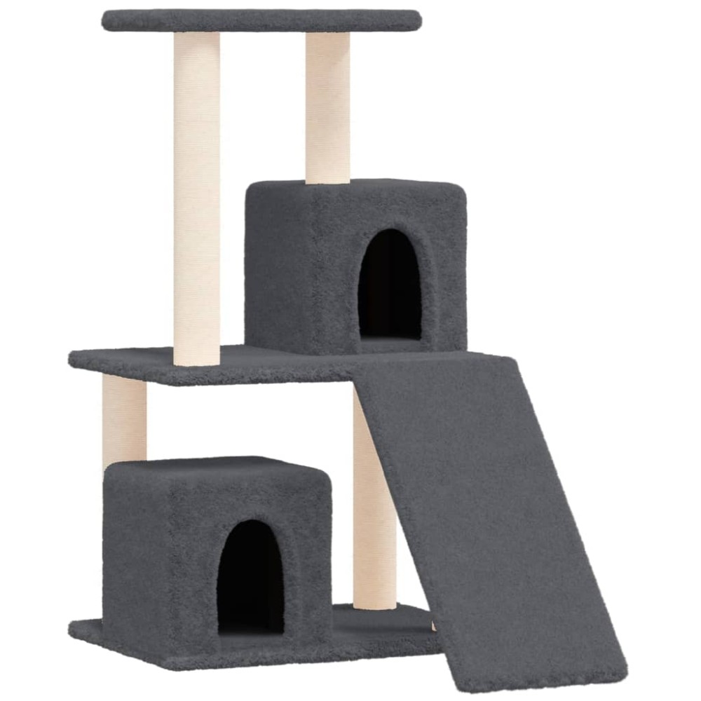 vidaXL Ansamblu pisici cu stâlpi din funie sisal, gri închis, 82 cm