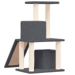 vidaXL Ansamblu pisici cu stâlpi din funie sisal, gri închis, 82 cm vidaXL Ansamblu pisici cu stâlpi din funie sisal, gri închis, 82 cm