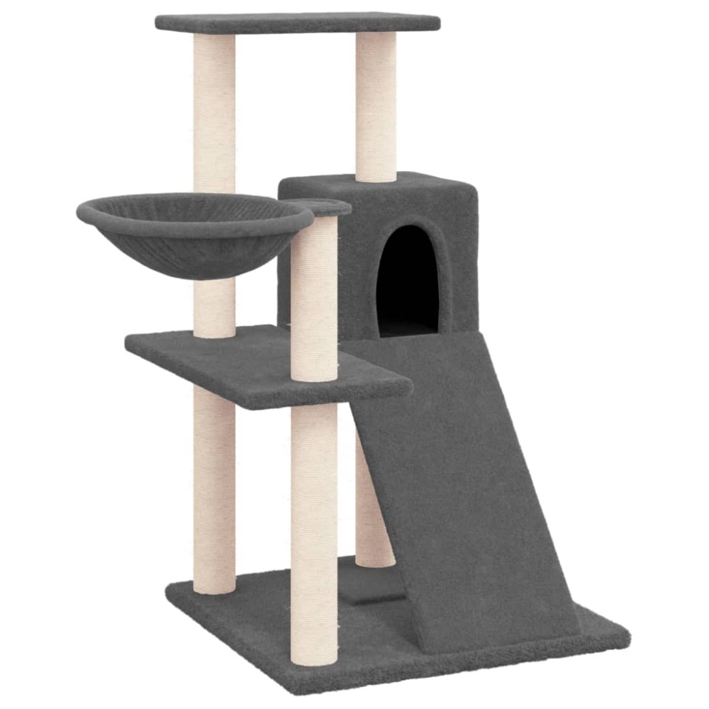 vidaXL Ansamblu pisici cu stâlpi din funie sisal, gri închis, 82 cm