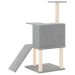 vidaXL Ansamblu de pisici, stâlpi din funie sisal, gri deschis, 109 cm vidaXL Ansamblu de pisici, stâlpi din funie sisal, gri deschis, 109 cm