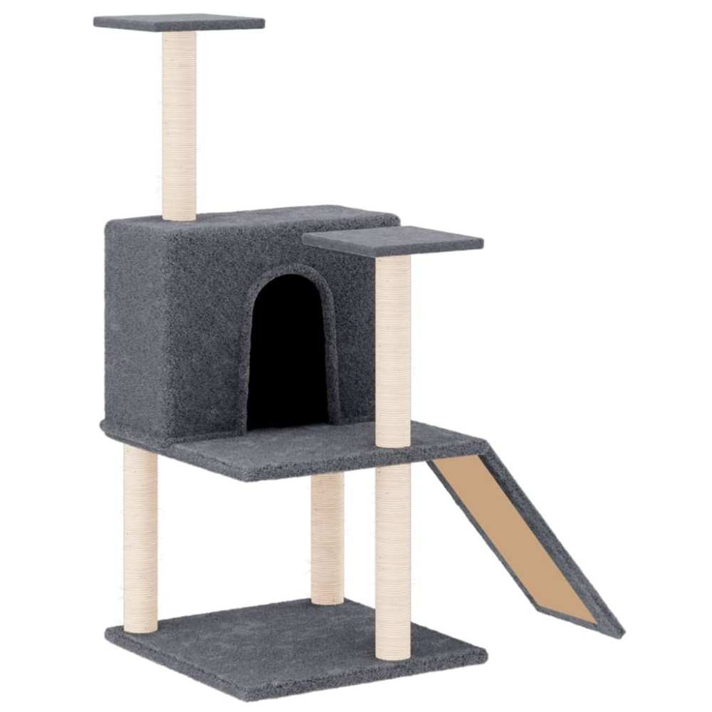 vidaXL Ansamblu de pisici, stâlpi din funie sisal, gri închis, 109 cm