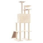 vidaXL Ansamblu de pisici cu stâlpi din funie de sisal, crem, 166 cm vidaXL Ansamblu de pisici cu stâlpi din funie de sisal, crem, 166 cm