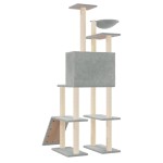 vidaXL Ansamblu de pisici, stâlpi din funie sisal, gri deschis, 166 cm vidaXL Ansamblu de pisici, stâlpi din funie sisal, gri deschis, 166 cm