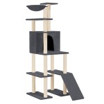 vidaXL Ansamblu de pisici, stâlpi din funie sisal, gri închis, 166 cm vidaXL Ansamblu de pisici, stâlpi din funie sisal, gri închis, 166 cm