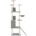 vidaXL Ansamblu pisici, stâlpi din funie sisal, gri deschis, 175 cm