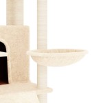 vidaXL Ansamblu de pisici cu stâlpi din funie de sisal, crem, 154 cm vidaXL Ansamblu de pisici cu stâlpi din funie de sisal, crem, 154 cm