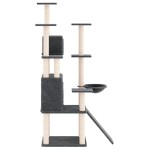 vidaXL Ansamblu de pisici, stâlpi din funie sisal, gri închis, 154 cm vidaXL Ansamblu de pisici, stâlpi din funie sisal, gri închis, 154 cm