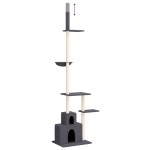 vidaXL Ansamblu pisici podea până la tavan, gri închis, 250,5-276,5 cm vidaXL Ansamblu pisici podea până la tavan, gri închis, 250,5-276,5 cm