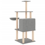 vidaXL Ansamblu de pisici, stâlpi din funie sisal, gri deschis, 132 cm