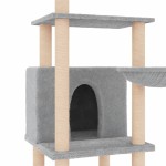 vidaXL Ansamblu de pisici, stâlpi din funie sisal, gri deschis, 132 cm