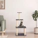 vidaXL Ansamblu pisici, stâlpi din funie sisal, gri închis, 111 cm vidaXL Ansamblu pisici, stâlpi din funie sisal, gri închis, 111 cm