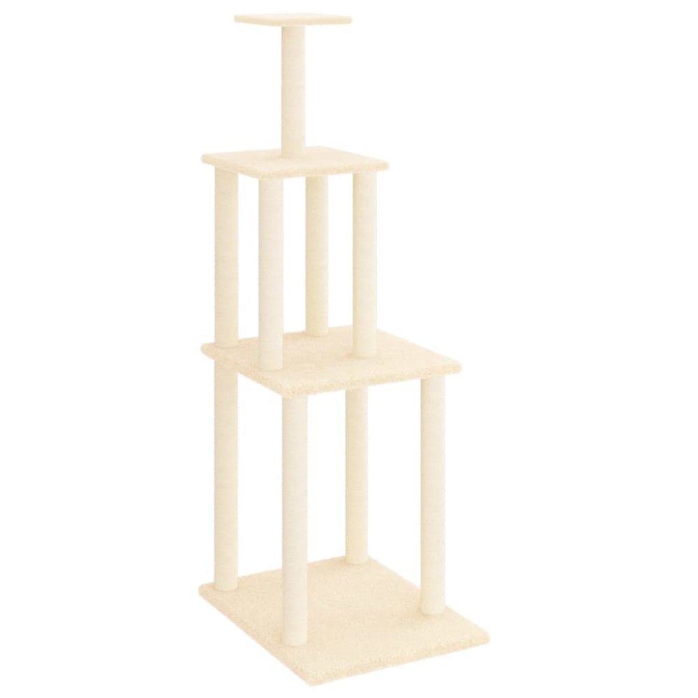 vidaXL Ansamblu de pisici cu stâlpi din funie de sisal, crem, 149 cm