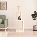 vidaXL Ansamblu de pisici cu stâlpi din funie de sisal, crem, 149 cm vidaXL Ansamblu de pisici cu stâlpi din funie de sisal, crem, 149 cm