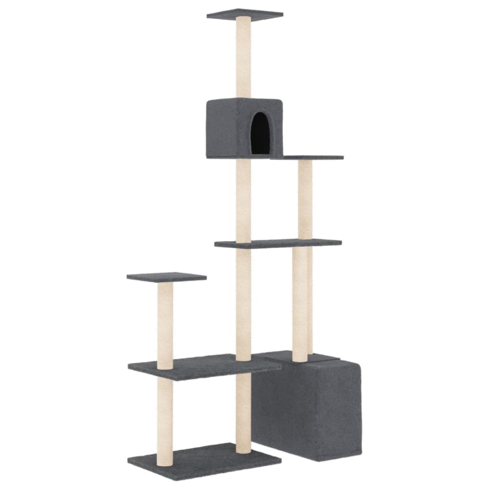 vidaXL Ansamblu de pisici, stâlpi din funie sisal, gri închis, 180 cm
