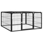 vidaXL Padoc pentru câini cu 4 panouri, negru, 100x50 cm, oțel vidaXL Padoc pentru câini cu 4 panouri, negru, 100x50 cm, oțel