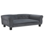 vidaXL Pat de câini, gri închis, 95x55x30 cm, catifea vidaXL Pat de câini, gri închis, 95x55x30 cm, catifea