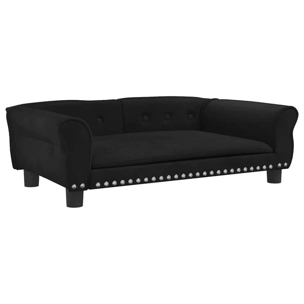 vidaXL Pat de câini, negru, 95x55x30 cm, catifea