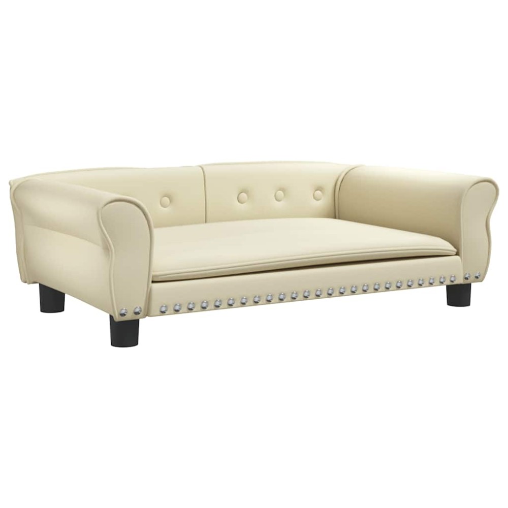vidaXL Pat de câini, crem, 95x55x30 cm, piele ecologică