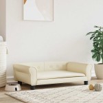vidaXL Pat de câini, crem, 95x55x30 cm, piele ecologică vidaXL Pat de câini, crem, 95x55x30 cm, piele ecologică