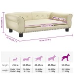 vidaXL Pat de câini, crem, 95x55x30 cm, piele ecologică vidaXL Pat de câini, crem, 95x55x30 cm, piele ecologică