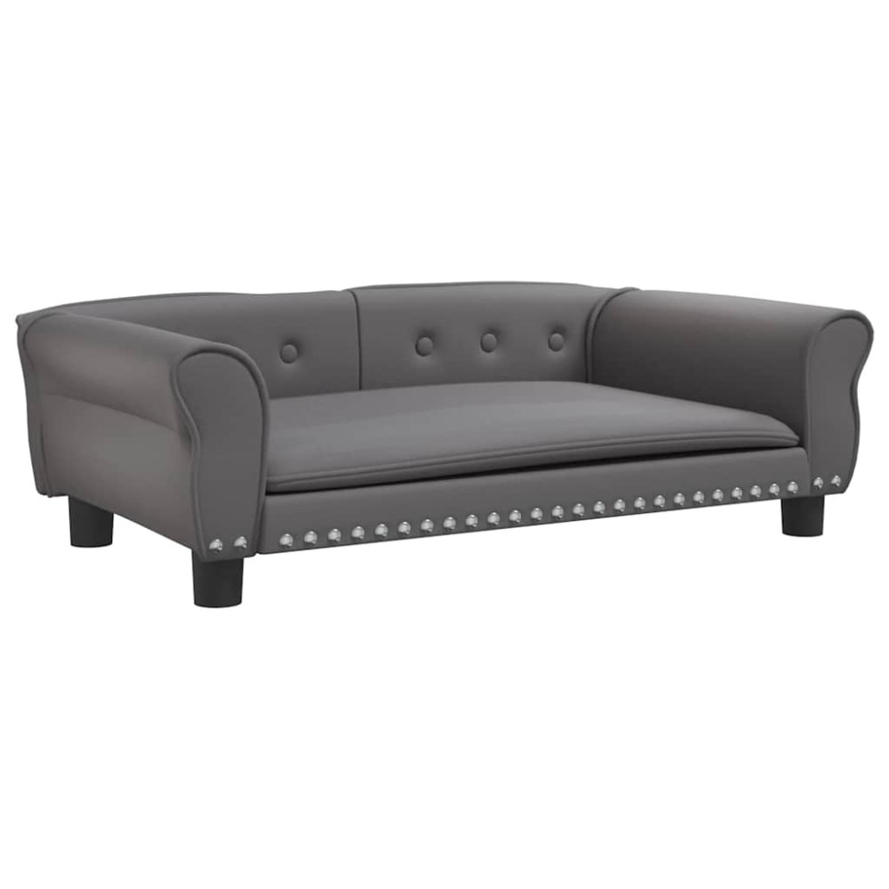 vidaXL Pat de câini, gri, 95x55x30 cm, piele ecologică