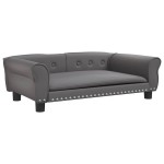 vidaXL Pat de câini, gri, 95x55x30 cm, piele ecologică vidaXL Pat de câini, gri, 95x55x30 cm, piele ecologică