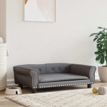 vidaXL Pat de câini, gri, 95x55x30 cm, piele ecologică vidaXL Pat de câini, gri, 95x55x30 cm, piele ecologică