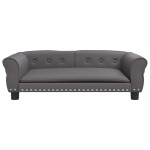 vidaXL Pat de câini, gri, 95x55x30 cm, piele ecologică vidaXL Pat de câini, gri, 95x55x30 cm, piele ecologică