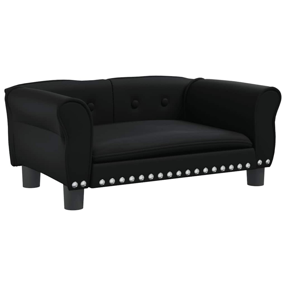 vidaXL Pat de câini, negru, 70x45x30 cm, piele ecologică