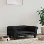 vidaXL Pat de câini, negru, 70x45x30 cm, piele ecologică vidaXL Pat de câini, negru, 70x45x30 cm, piele ecologică