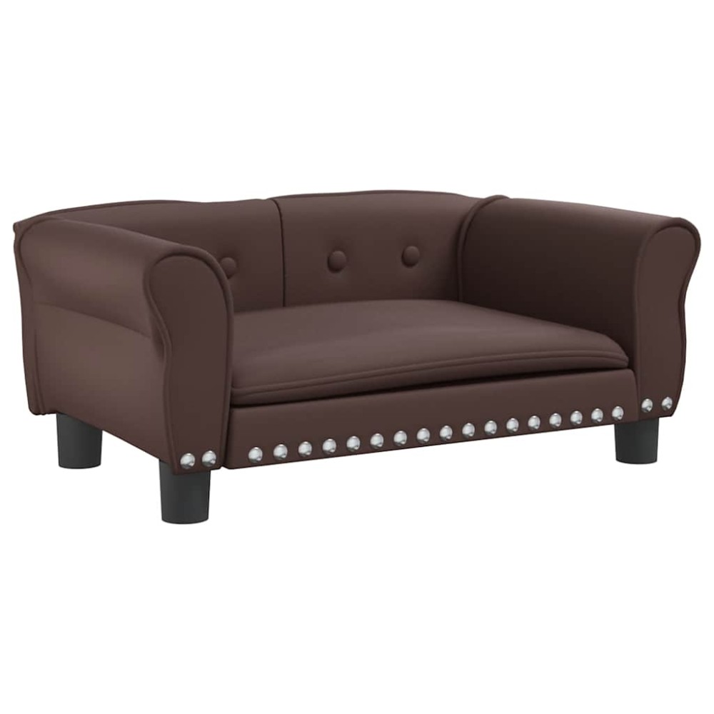vidaXL Pat de câini, maro, 70x45x30 cm, piele ecologică