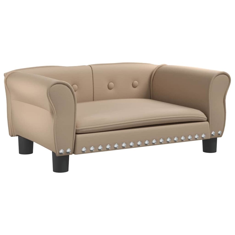 vidaXL Pat de câini, cappuccino, 70x45x30 cm, piele ecologică