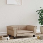 vidaXL Pat de câini, cappuccino, 70x45x30 cm, piele ecologică vidaXL Pat de câini, cappuccino, 70x45x30 cm, piele ecologică