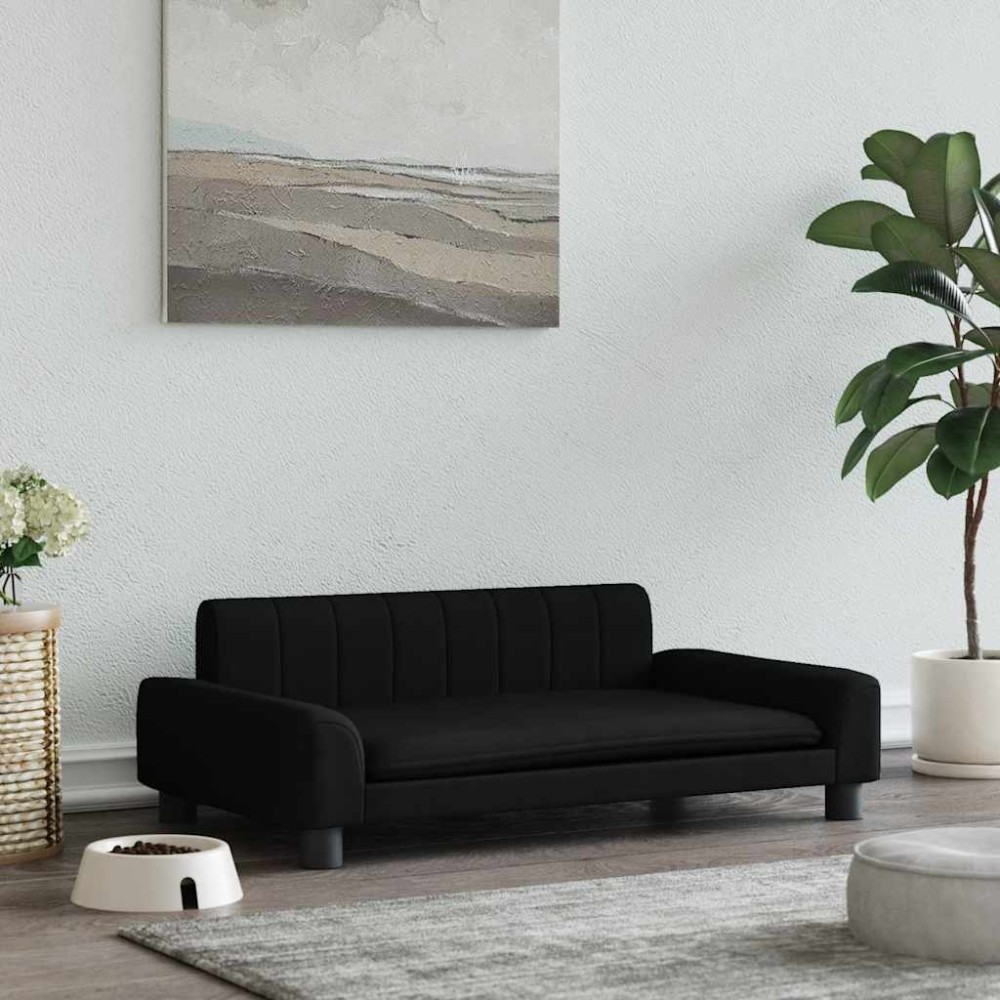 vidaXL Pat de câini, negru, 90x53x30 cm, material textil