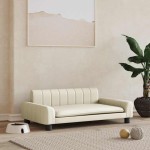vidaXL Pat de câini, crem, 90x53x30 cm, piele ecologică vidaXL Pat de câini, crem, 90x53x30 cm, piele ecologică
