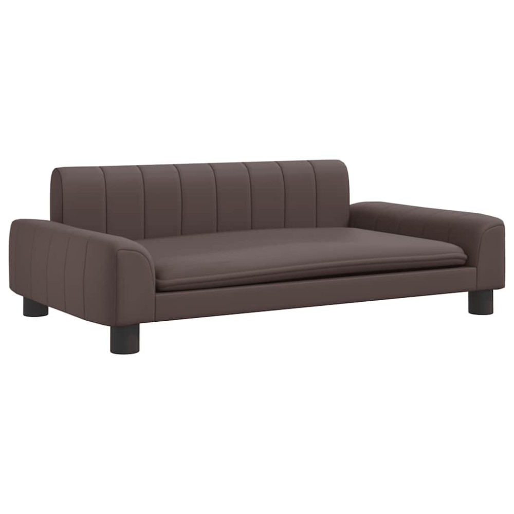 vidaXL Pat de câini, maro, 90x53x30 cm, piele ecologică