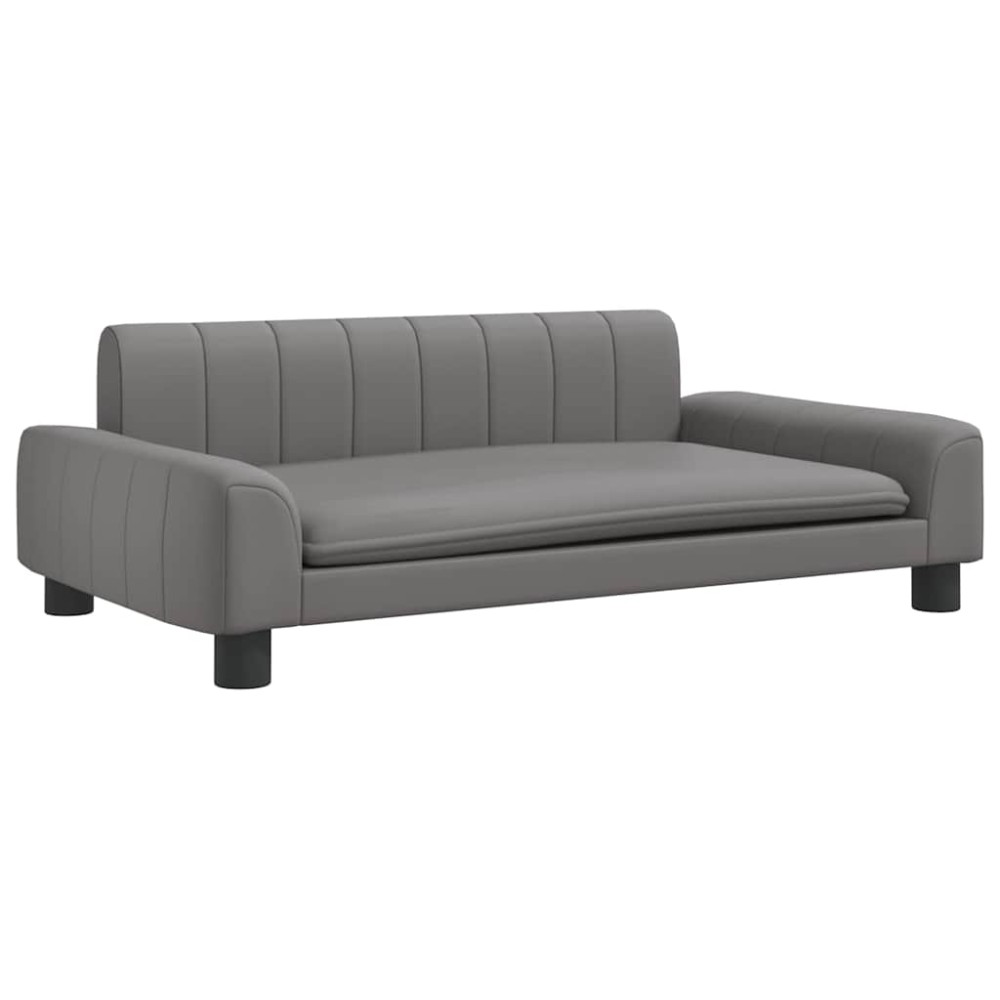 vidaXL Pat de câini, gri, 90x53x30 cm, piele ecologică