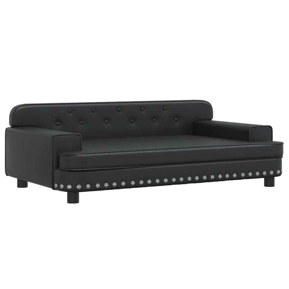 vidaXL Pat de câini, negru, 90x53x30 cm, piele ecologică