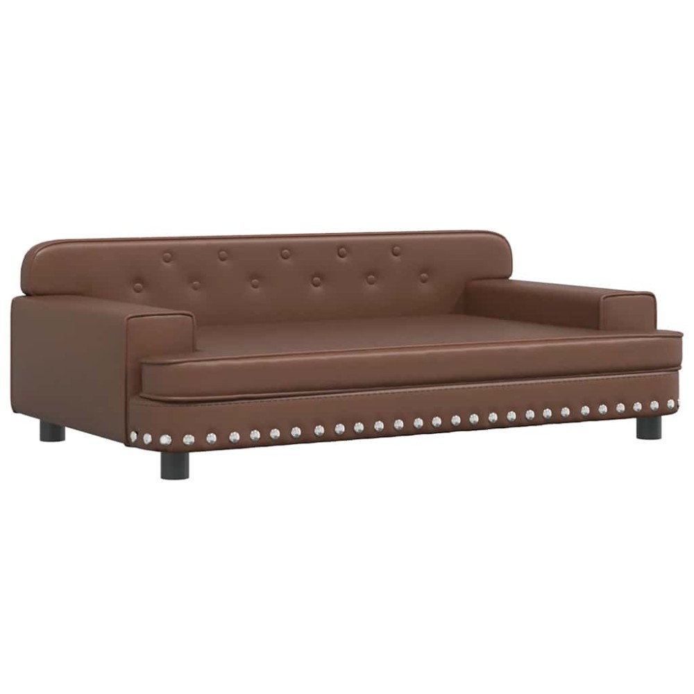 vidaXL Pat de câini, maro, 90x53x30 cm, piele ecologică