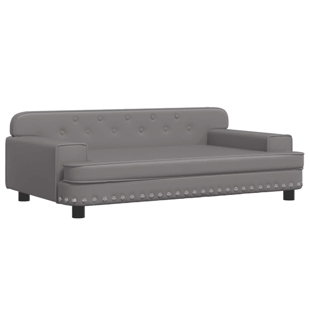 vidaXL Pat de câini, gri, 90x53x30 cm, piele ecologică
