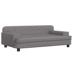 vidaXL Pat de câini, gri, 90x53x30 cm, piele ecologică vidaXL Pat de câini, gri, 90x53x30 cm, piele ecologică