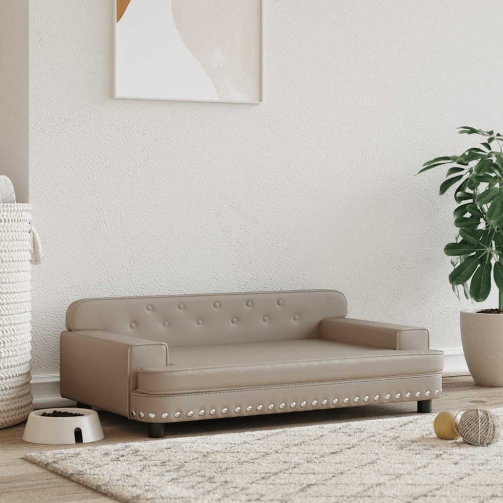 vidaXL Pat de câini, cappuccino, 90x53x30 cm, piele ecologică