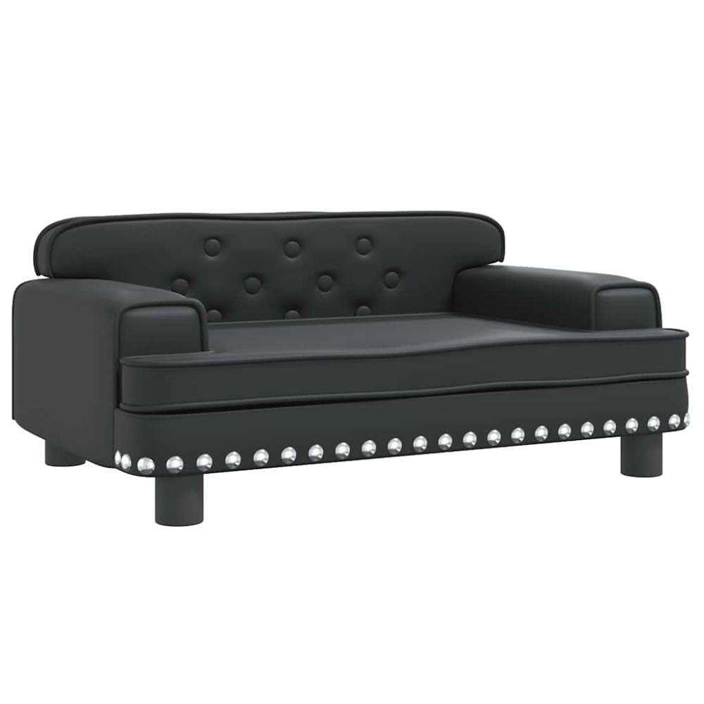 vidaXL Pat de câini, negru, 70x45x30 cm, piele ecologică