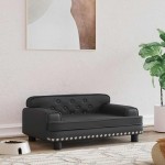 vidaXL Pat de câini, negru, 70x45x30 cm, piele ecologică vidaXL Pat de câini, negru, 70x45x30 cm, piele ecologică