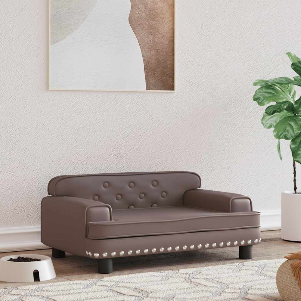 vidaXL Pat de câini, maro, 70x45x30 cm, piele ecologică