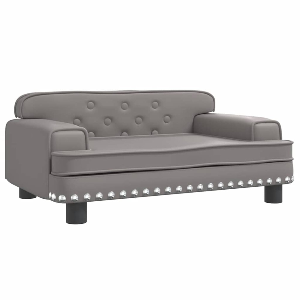 vidaXL Pat de câini, gri, 70x45x30 cm, piele ecologică