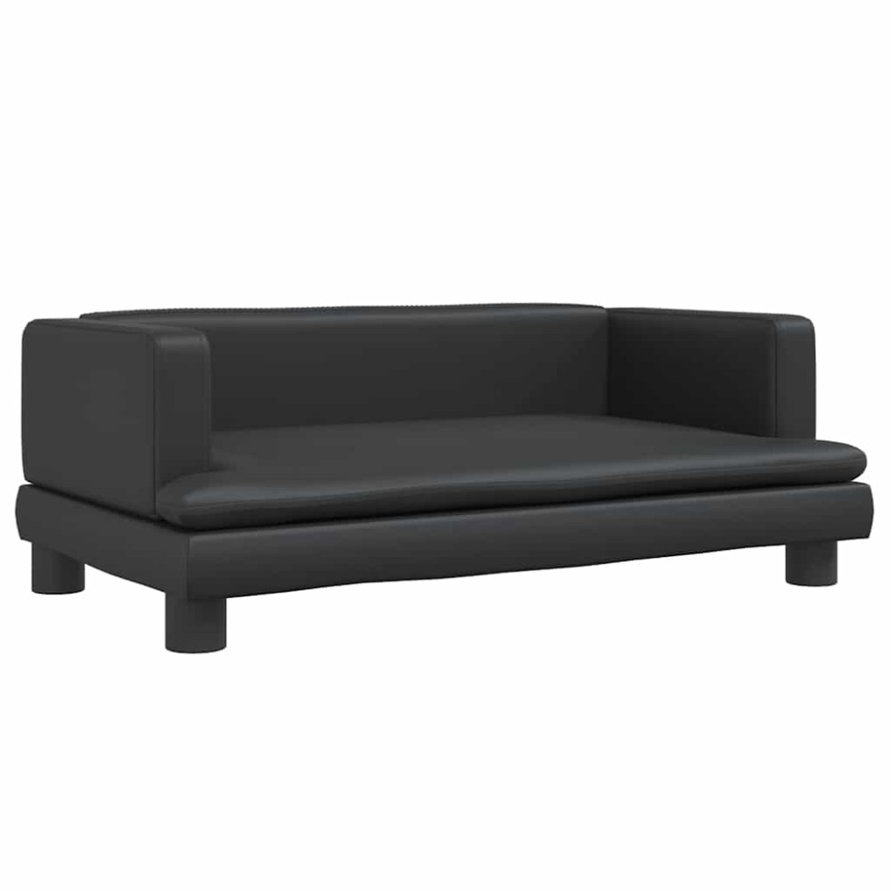 vidaXL Pat de câini, negru, 80x45x30 cm, piele ecologică