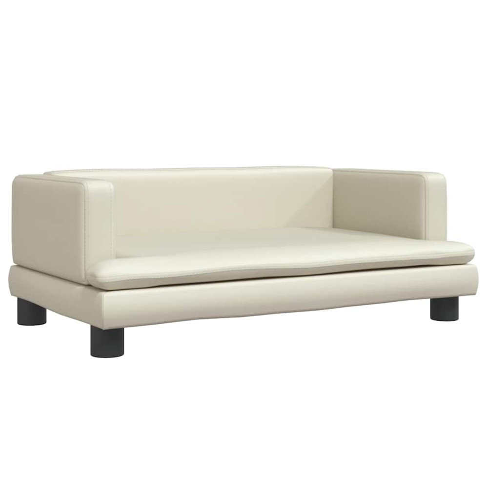 vidaXL Pat de câini, crem, 80x45x30 cm, piele ecologică