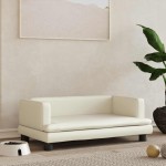 vidaXL Pat de câini, crem, 80x45x30 cm, piele ecologică vidaXL Pat de câini, crem, 80x45x30 cm, piele ecologică