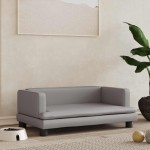 vidaXL Pat de câini, gri, 80x45x30 cm, piele ecologică vidaXL Pat de câini, gri, 80x45x30 cm, piele ecologică
